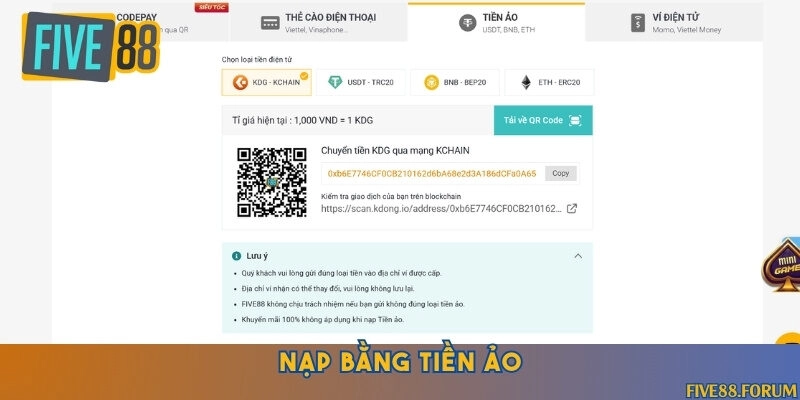 Bảo mật quá trình giao dịch với phương thức nạp tiền bằng tiền ảo