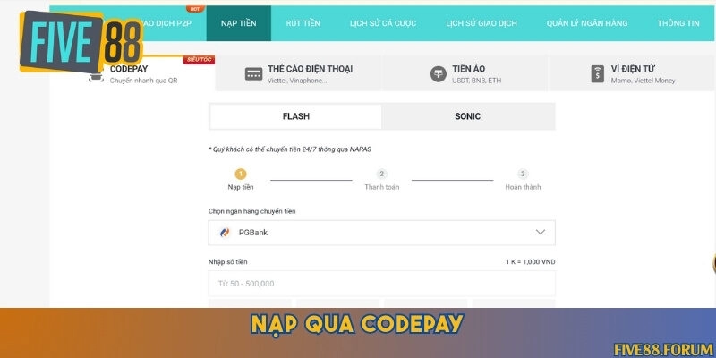 Sử dụng Codepay nạp tiền vào đặt cược dễ dàng